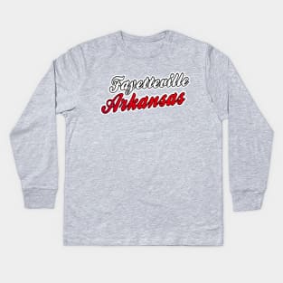 Fayetteville Arkansas Text Design Kids Long Sleeve T-Shirt